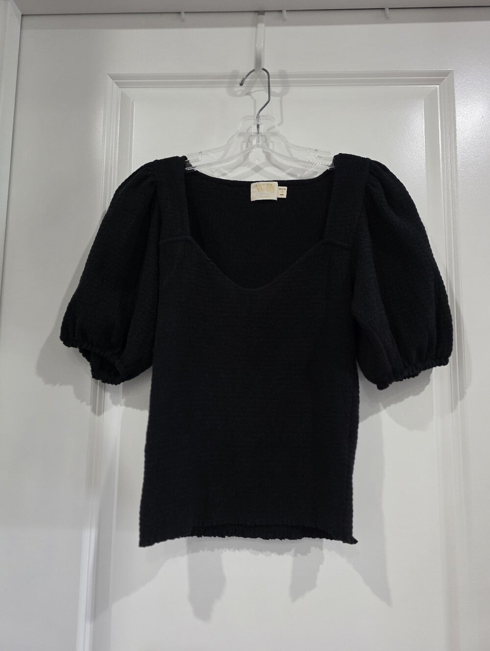 Nation Ltd. Black Puff-Sleeve Top